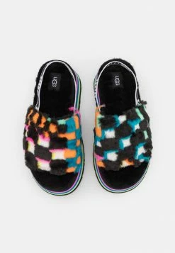 UGG DISCO CHECKS SLIDE - Platform Sandals - Black/multi-coloured -UGG Shop 1bc6ff47b17342c58534e4a3f2b8ed27