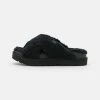 UGG FUZZ SUGAR CROSS SLIDE - Slippers - Black