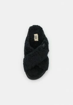 UGG FUZZ SUGAR CROSS SLIDE - Slippers - Black -UGG Shop 8f02cb92cc7b4ccab8c4d6f952894774