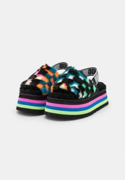 UGG DISCO CHECKS SLIDE - Platform Sandals - Black/multi-coloured -UGG Shop bf588edfb2114e8394952996b35bab2e