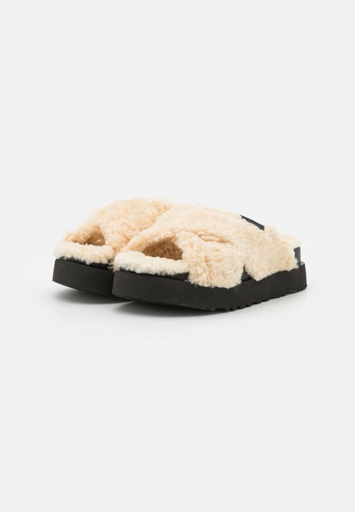 FUZZ SUGAR CROSS SLIDE - Mules - natural/black UGG FUZZ SUGAR CROSS SLIDE - Mules - Natural/black -UGG Shop e681b73b69674086af12a534795b0155