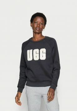 UGG MADELINE FUZZY LOGO CREWNECK - Sweatshirt - Black / Cream