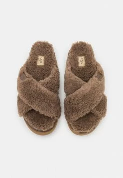 UGG FUZZ SUGAR CROSS SLIDE - Slippers - Hickory -UGG Shop f73fdb1204b441569c480b18eb8f0626
